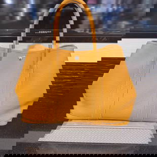 Hermes Garden Party 36 Moutarde Negonda Leather P stamp (2012): Condition: Pre-owned,Brand: HERMÈS,Department: Women,Model: Hermes Garden 35,Exterior Color: Moutarde (Orange),Style: Top Handle Bag,Exterior Material: Leather