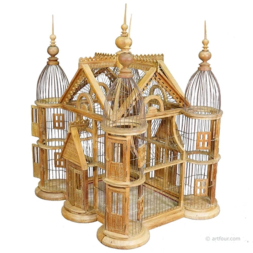 Antique Wooden Bird Cage Handmade in Germany ca. 1920s (1 of 7)