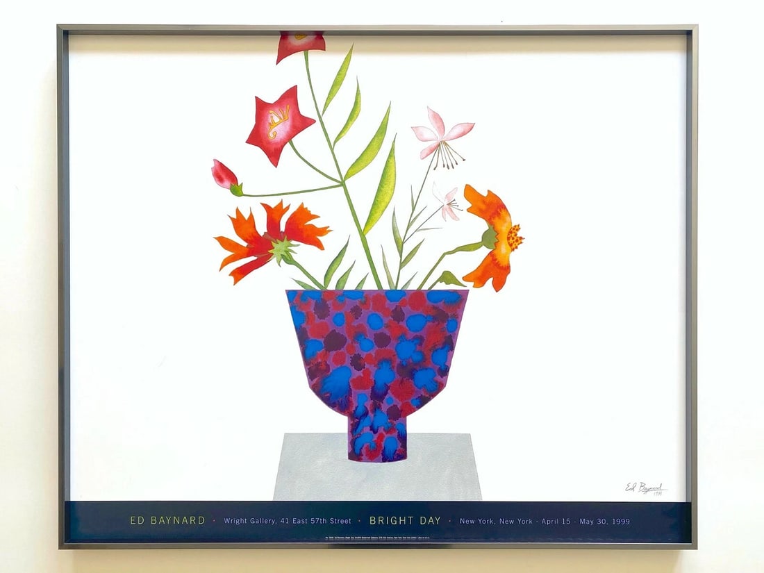 ED BAYNARD RARE VTG 1999 FINE ART LITHOGRAPH PRINT FRAMED MODERNIST EXHBT POSTER: Condition: Used,Size: Medium (up to 36in.),Artist: ED BAYNARD,Style: Modernist,Type: Poster,Features: RARE OUT OF PRINT, Framed, BRAND NEWLY CUSTOM FRAMED, Limited Edition,Subject: Floral,Original/Lic
