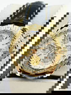 Breitling K13356 Chronomat Evolution 44mm White Dial 18K Yellow Gold: Condition: Pre-owned,Movement: Mechanical (Automatic),Seller Warranty: Yes,Year Manufactured: 2000-2009,With Papers: No,Reference Number: K13356,Band/Strap: Two-Piece Strap,Brand: Breitling,Department