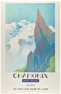 Original Vintage Poster CHAMONIX MONT BLANC French Travel France Tourism LINEN: Condition: UsedType: Poster,Year of Production: 1972,Width (Inches): 24.8",Height (Inches): 38.8",Style: Vintage,Theme: Travel, Tourism,Features: Signed,Featured Person/Artist: Samivel,Original/Licens