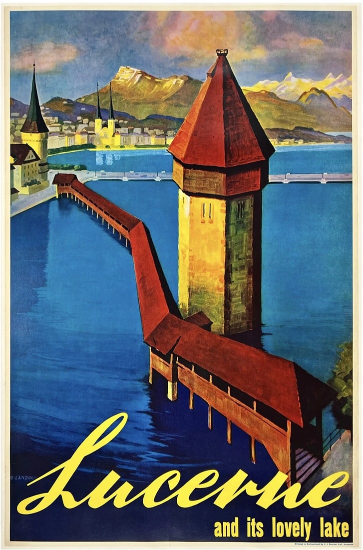 Original Vintage Poster LUCERNE AND ITS LOVELY LAKE Swiss Travel Tourism LINEN: Condition: Used,Artist: Otto Landolt,Type: Poster,Year of Production: 1936,Width (Inches): 26.5",Height (Inches): 40.4",Style: Vintage,Theme: Travel,Original/Licensed Reprint: Original,Country/Region