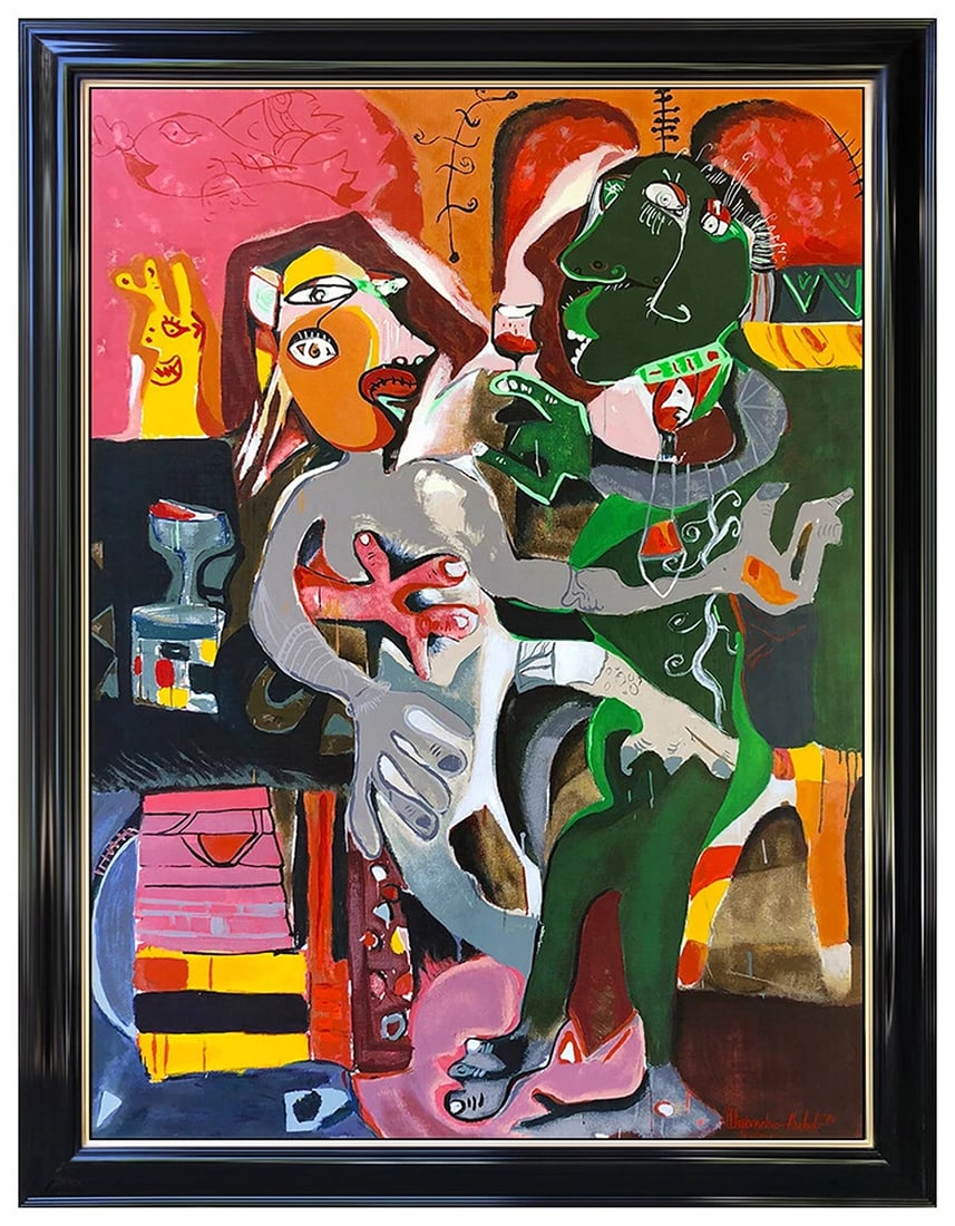 Alexandra Nechita Summer In Europe Large Serigraph On Canvas Signed Cubism Art: Artist: Alexandra Nechita,Unit of Sale: edition of 250,Size: Large,Signed: Yes,Date of Creation: 1990-1999,Material: Serigraph & Silkscreen, Canvas,Certificate of Authenticity (COA): Yes,Original/Lice