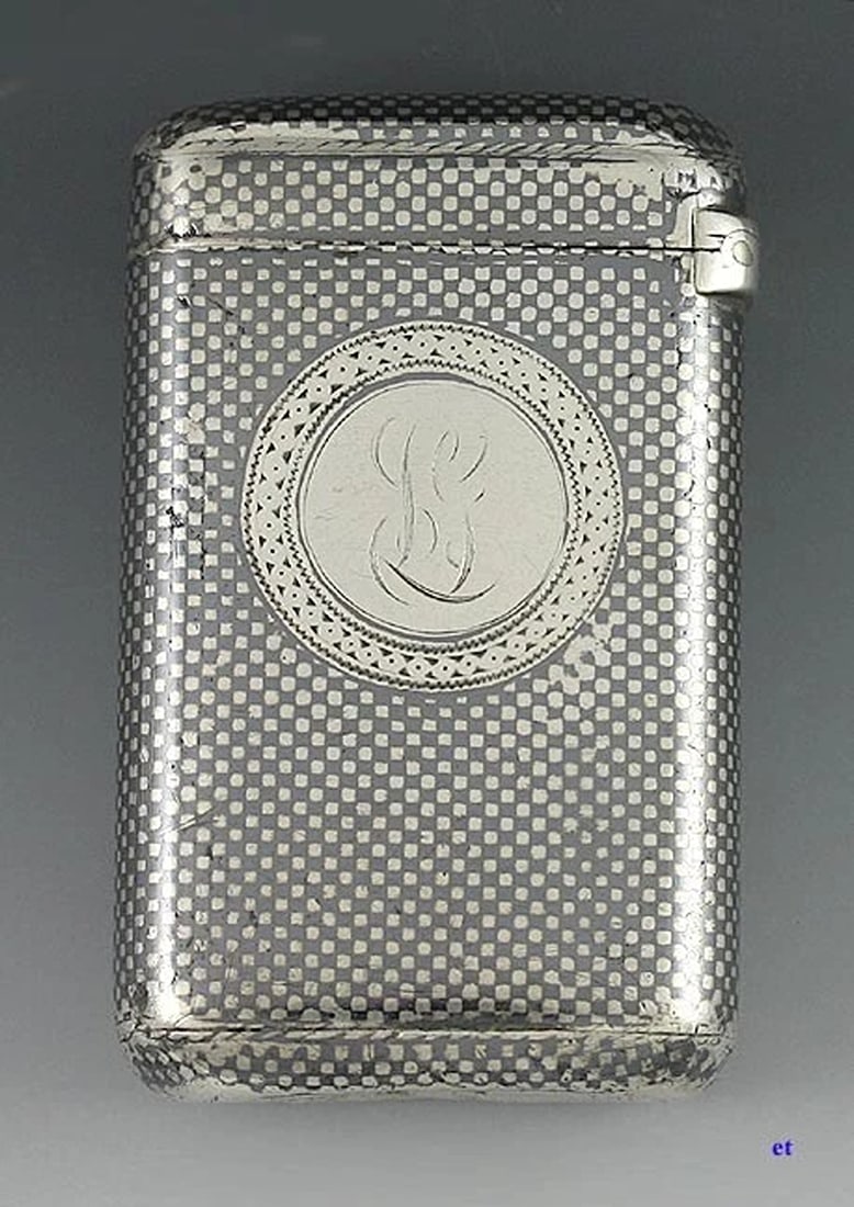 Gustav Klingert Russian Silver Niello Enamel Match Safe Vesta Case: Type: Vesta Case,Age: 1850-1899,Maker: Gustav Klingert,Composition: .875 Silver