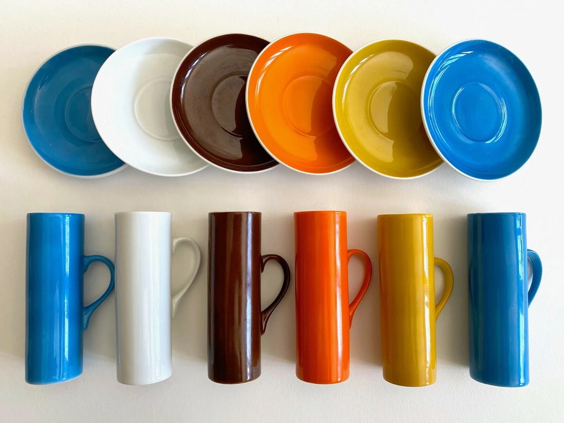 LAGARDO TACKETT SCHMID MID CENTURY MODERN PORCELAIN ESPRESSO CUPS SAUCERS 12 PC (1 of 12)