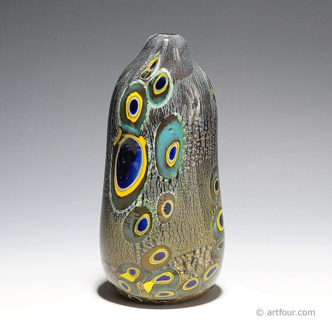 Large Art Glass Vase 'Yokohama' by Aldo Nason Murano: width: 5.51 inchesheight: 11.42 inchesdepth: 4.92 inches.Condition: Used,Brand: ArtGlass,Type: Vase
