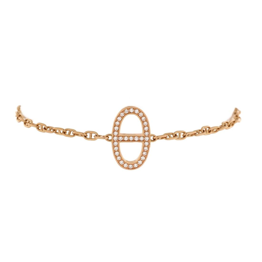 Hermes Chaine d'Ancre Contour Bracelet 18K Rose Gold with Diamonds (1 of 3)
