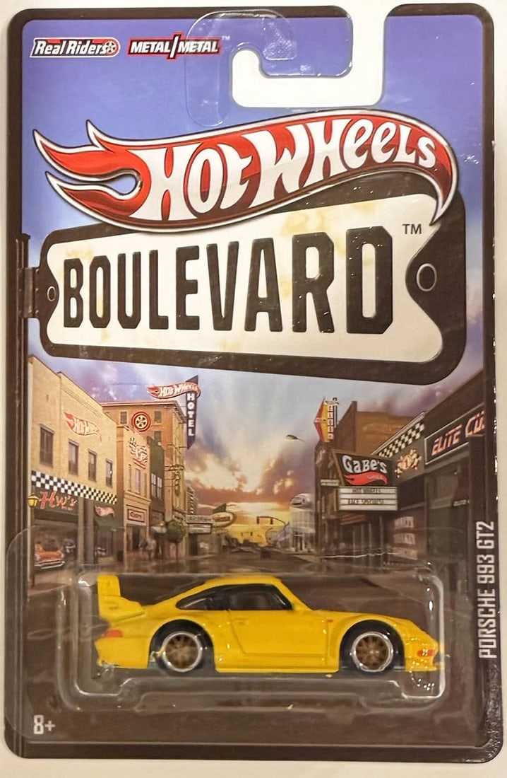 Hot Wheels Yellow PORSCHE 993 GT2 Boulevard Series w/Real Riders - Very Rare! (1 of 6)