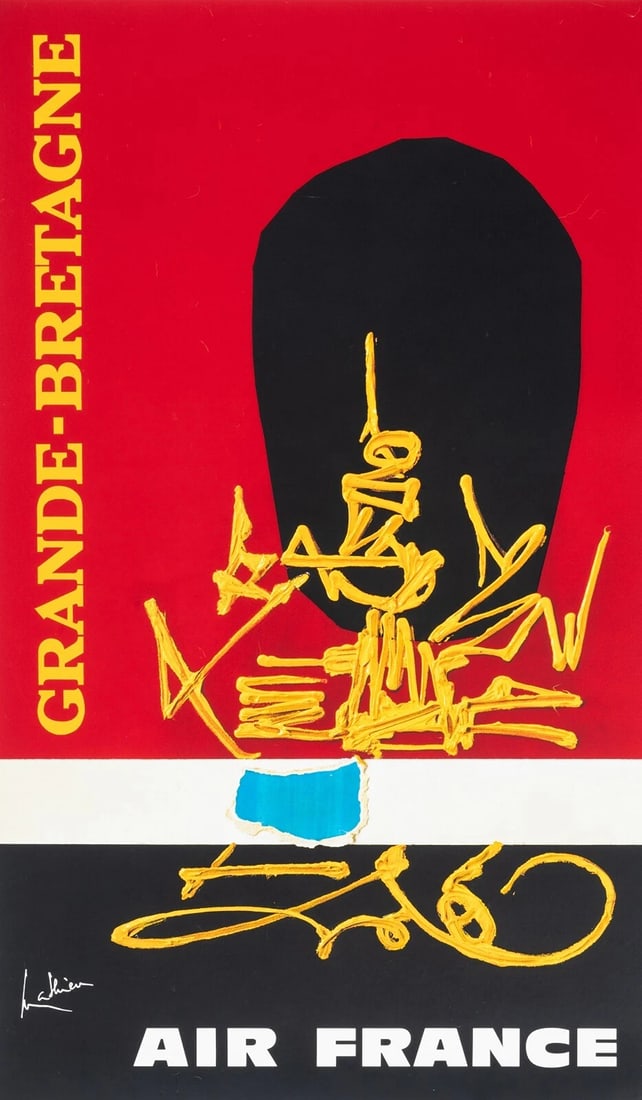 Original Vintage Poster - Mathieu Georges - Air France Great Britain London 1967: Condition: Used,Size: Large (up to 60in.),Artist: Georges Mathieu,Style: Vintage,Theme: Travel,Type: Poster,Features: Signed,Subject: Travel,Original/Licensed Reprint: Original,Year of Production: 196