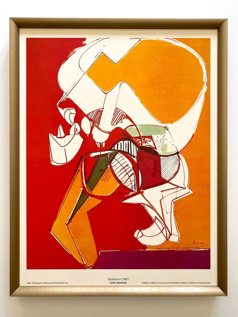 HANS HOFMANN RARE VTG 1960 FRAMED MODERNIST LITHOGRAPH PRINT " EXALTMENT " 1947: Condition: Used,Artist: Hans Hofmann,Unit of Sale: Single-Piece Work,Image Orientation: Portrait,Size: Small,Signed: No,Color: Multi-Color,Title: " Exaltment ",Material: Lithograph,Original/Licensed R