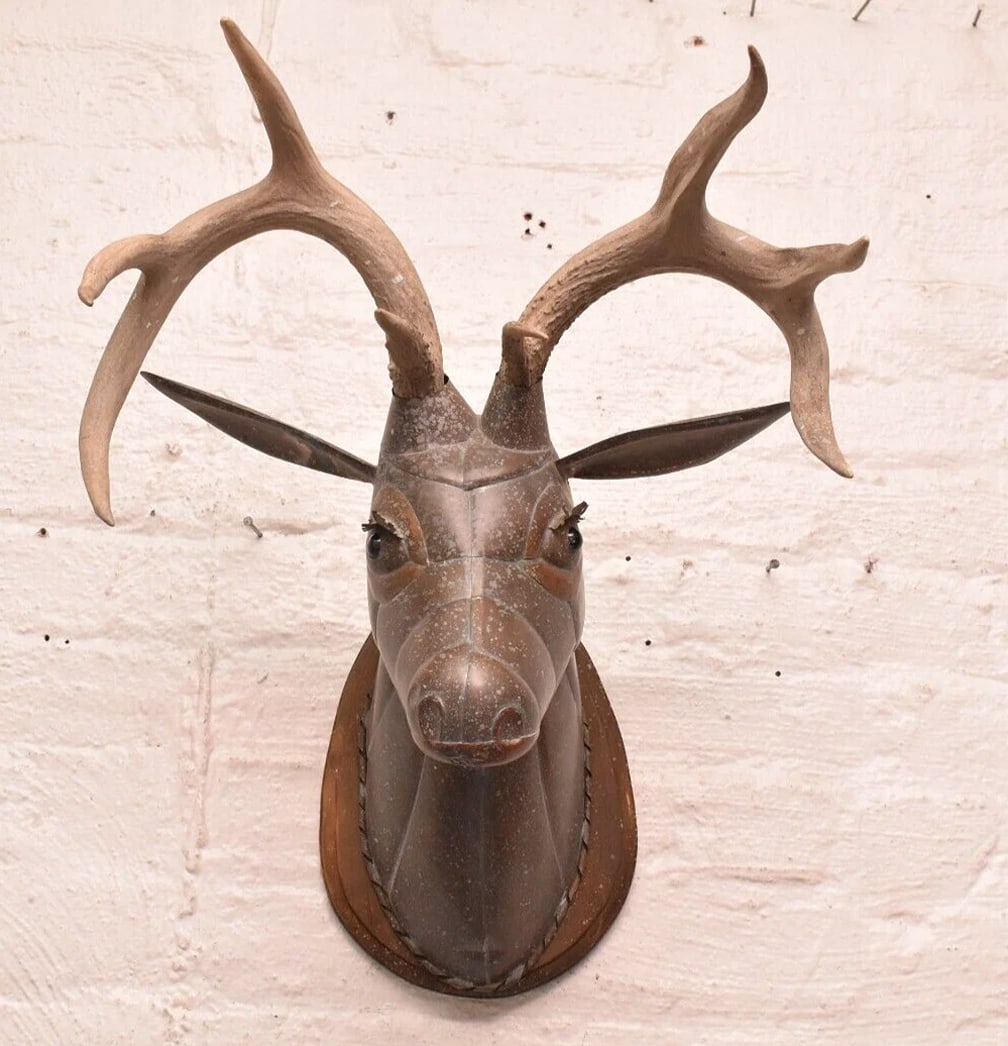 Sergio Bustamante DEER STAG Copper & Brass Extra Large Sculpture Vintage Antlers (1 of 11)