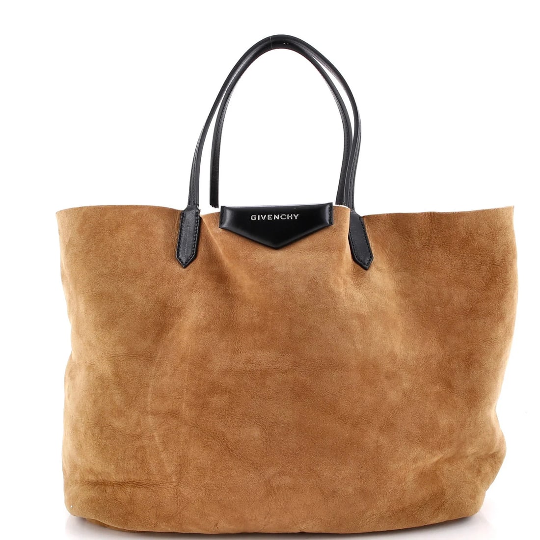 Givenchy Antigona Shopper Suede with Shearling Large: Condition: Pre-owned - Good,Brand: Givenchy,Exterior Material: Leather, Shearling, Suede,Style: Totes,Exterior Color: Brown,Department: Women,Size: Large,Accessories: Pochette