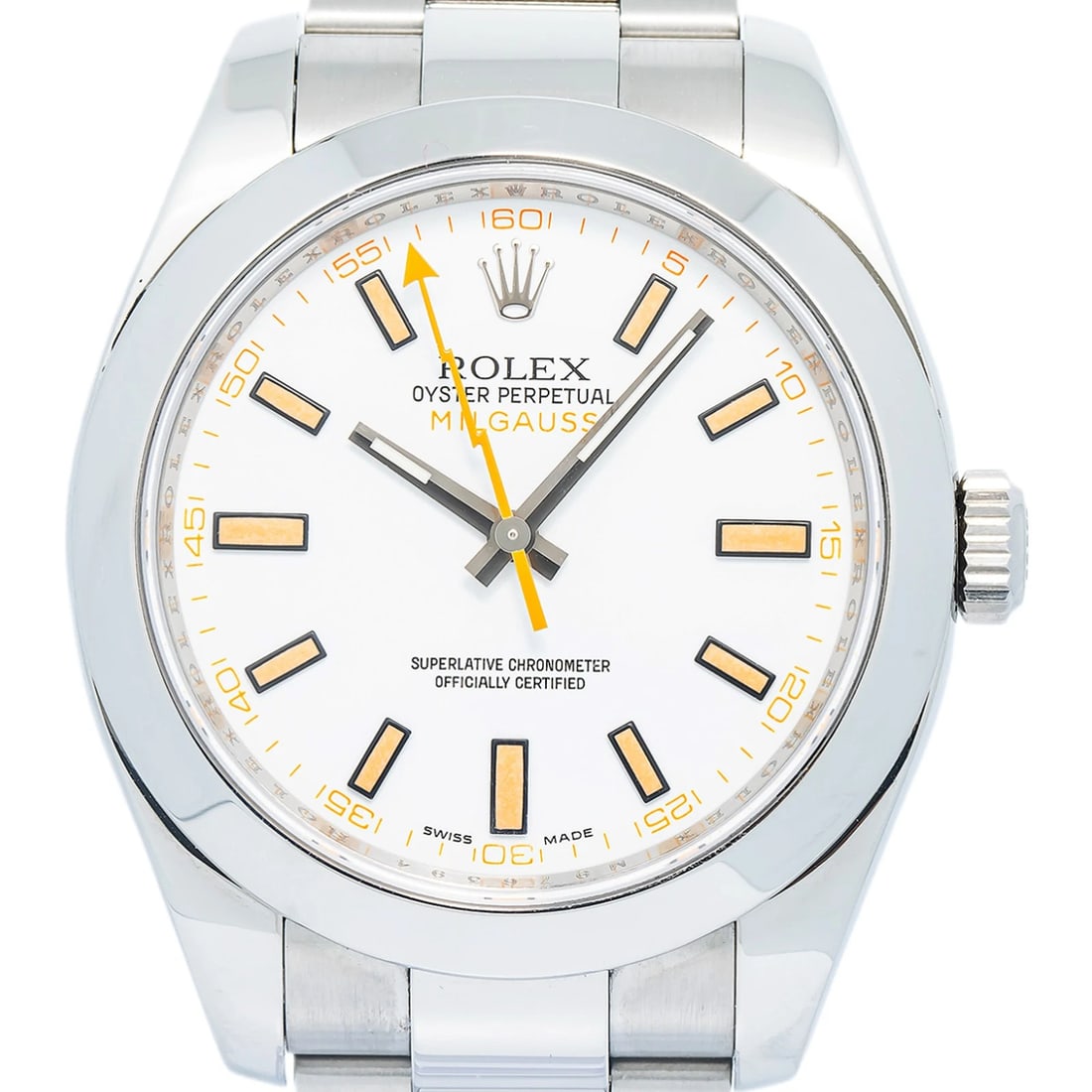 Rolex Milgauss 116400 Stainless Steel Auto Oyster White Dial Men's Watch 40mm (1 of 6)
