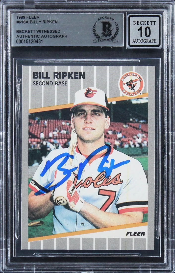 Orioles Billy Ripken Authentic Signed 1989 Fleer #616A Card Auto 10! BAS Slabbed (1 of 2)
