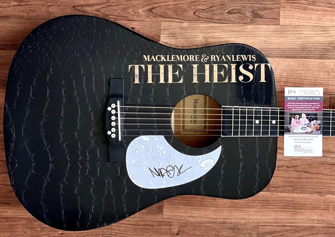 MACKLEMORE Signed Guitar Custom 1/1 Graphics JSA COA THE HEIST: Industry: Music,Signed: Yes,Autograph Authentication: James Spence (JSA),Object Type: Guitar & Guitar Pick,Original/Reproduction: Original