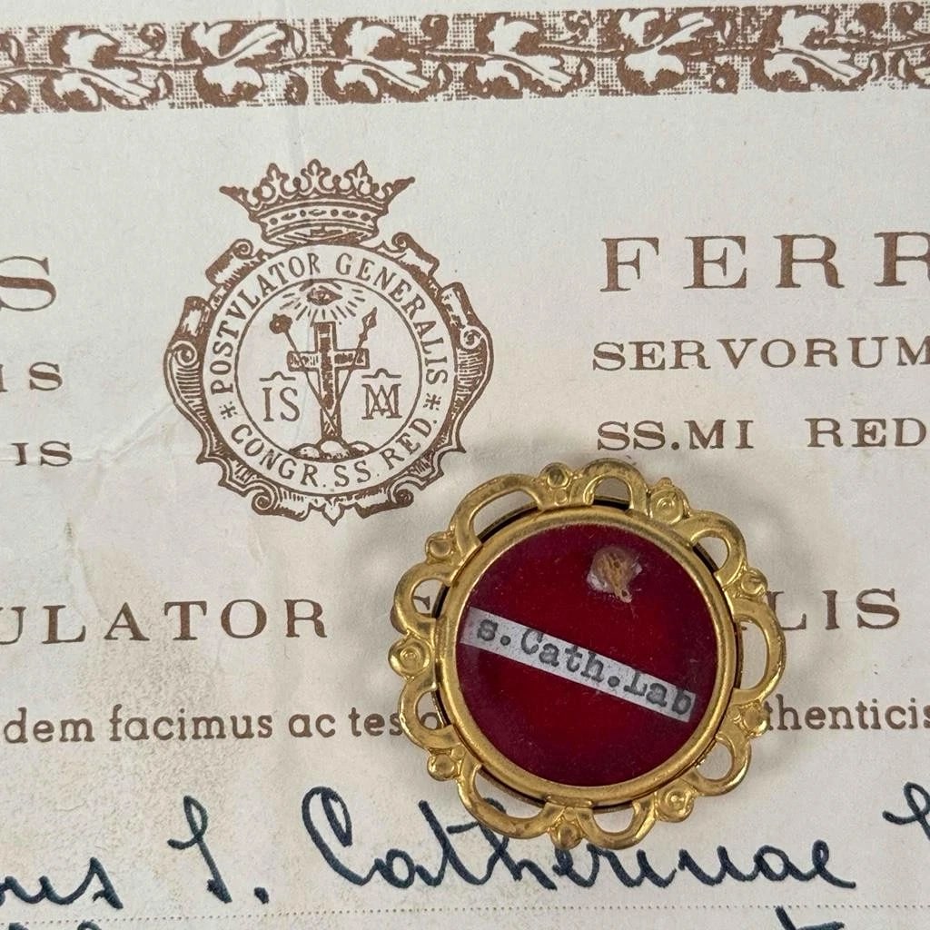 Authentic Saint Catherine Laboure First Class Catholic Relic Reliquary with COA (1 of 8)