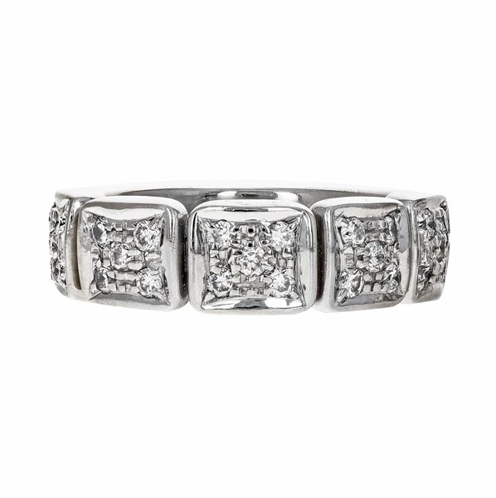 Estate Chimento Diamond Square Link Ring: Condition: Pre-owned - Good: This item has been gently used but is in good condition. It might have a few signs of wear, like light scratches or tarnishing. All imperfections should be shown and descr