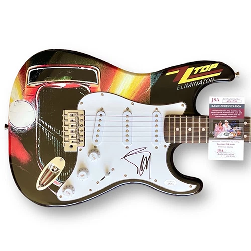 BILLY GIBBONS Signed Guitar Custom Graphics JSA COA ZZ TOP ELIMINATOR RARE: Industry: Music,Signed: Yes,Autograph Authentication: James Spence (JSA),Object Type: Guitar & Guitar Pick,Original/Reproduction: Original