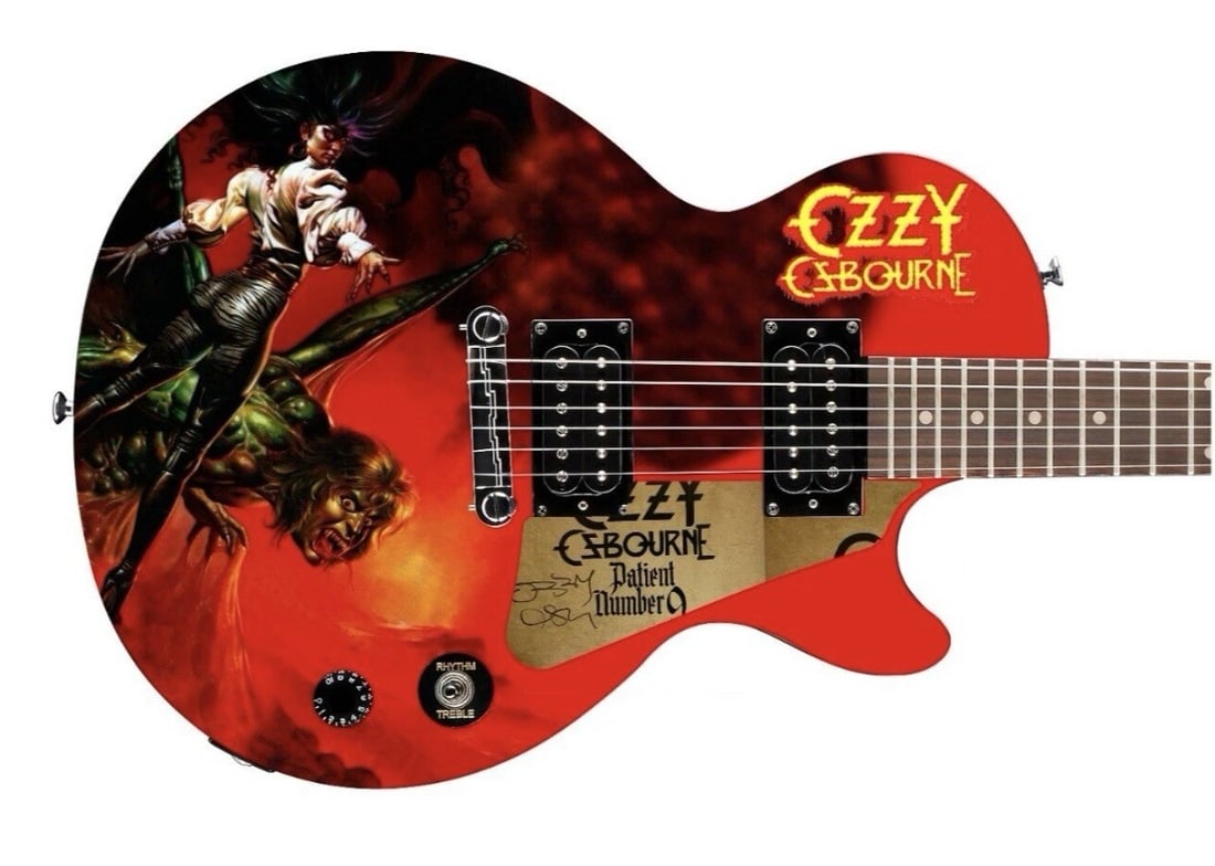 Ozzy Osbourne Signed Custom Ultimate Sin Epiphone Les Paul Guitar JSA COA: Ozzy Osbourne Signed Custom Ultimate Sin Epiphone Les Paul Guitar JSA COA