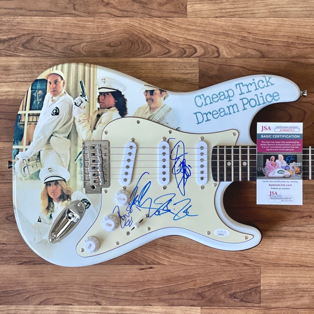 CHEAP TRICK Signed Guitar Custom Graphics 1/1 JSA COA NIELSEN ZANDER CARLOS +1: CHEAP TRICK Signed Guitar Custom Graphics 1/1 JSA COA NIELSEN ZANDER CARLOS +1