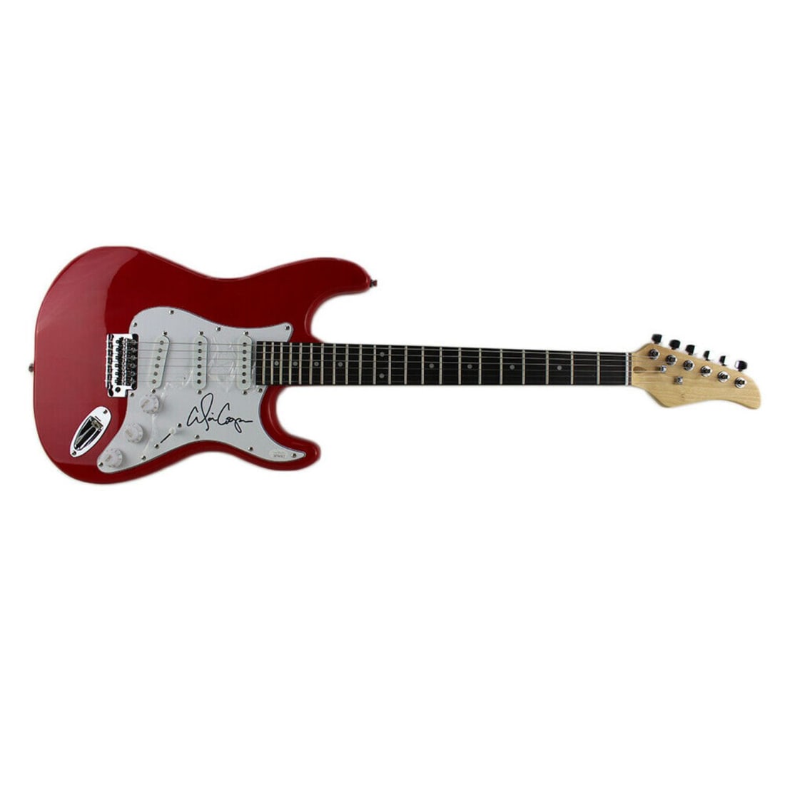 Alice Cooper Signed Red Electric Guitar JSA COA: Alice Cooper Signed Red Electric Guitar JSA COA