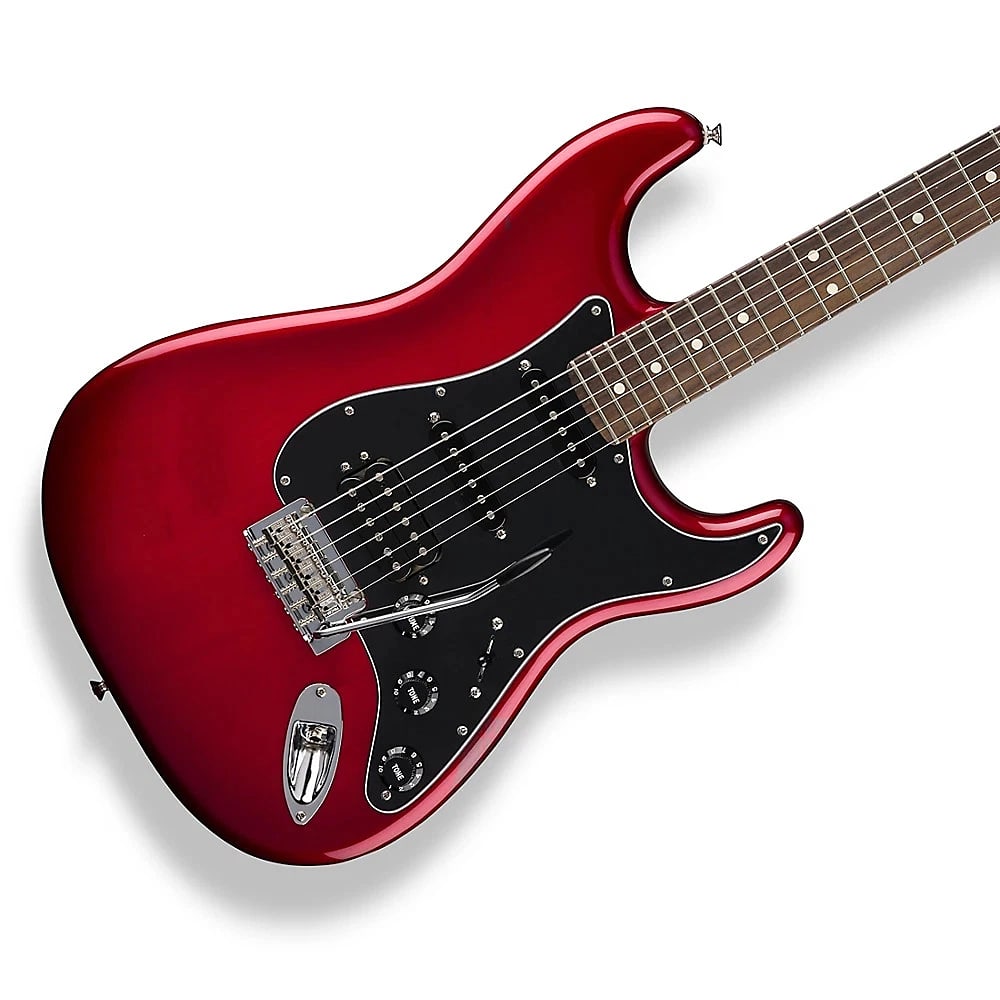 Fender Player II Stratocaster HSS Rosewood Fingerboard LE Guitar Candy Red Burst: BodySeries: Player IIShape: StratocasterMaterial: AlderFinish: Gloss polyesterNeckMaterial: MapleConstruction: 4-bolt standardFinish: Satin urethane finish on back of neck with gloss urethane headstoc
