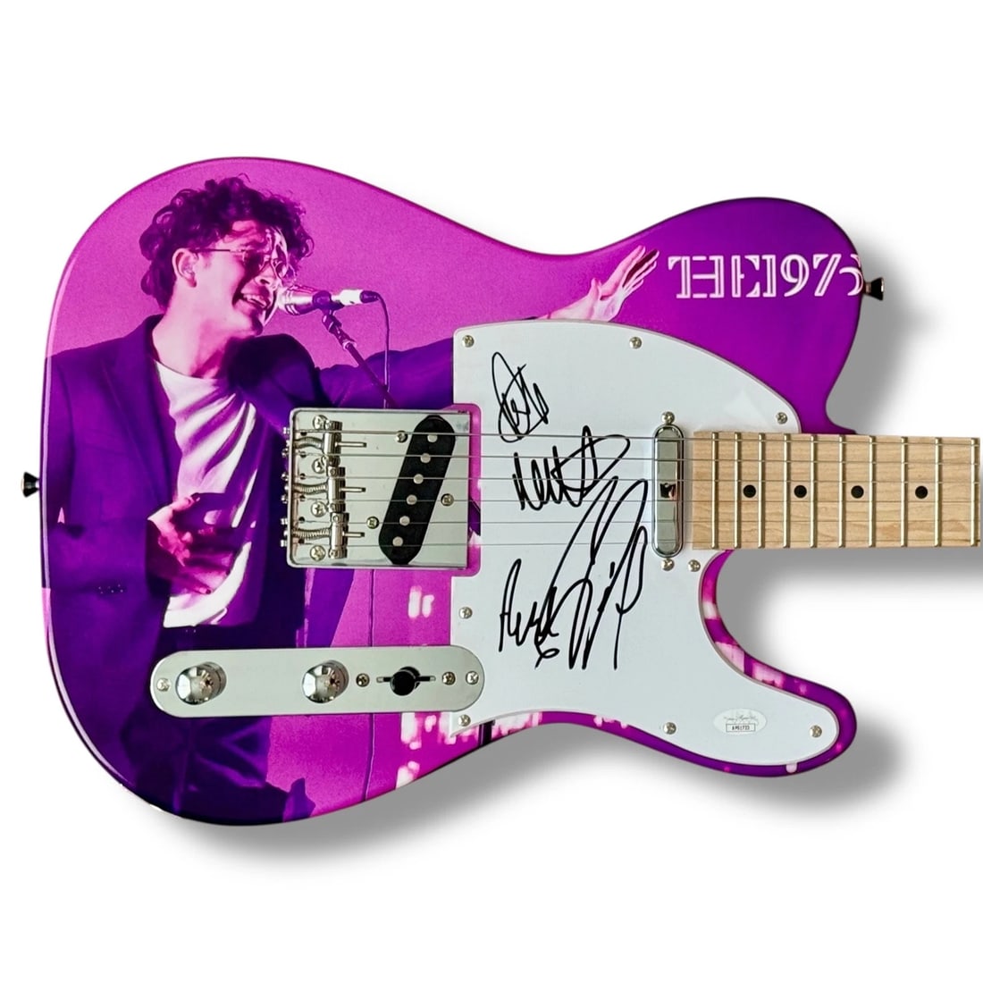 The 1975 Signed Guitar Custom Graphics JSA COA Matty Healy Adam Hann +2: Industry: Music,Signed: Yes,Autograph Authentication: James Spence (JSA),Object Type: Guitar & Guitar Pick,Original/Reproduction: Original