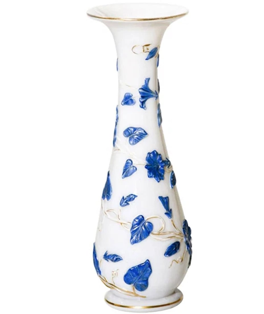 19th Century Baccarat Opaline Vase with Enamel Decoration: Condition: New other (see details),Origin: French,Antique: Yes,Pattern: Floral,Color: White,Material: Crystal,Year Manufactured: 1850,Vintage: Yes,Brand: Baccarat,Type: Vase,Era: Victorian (1837-1900)