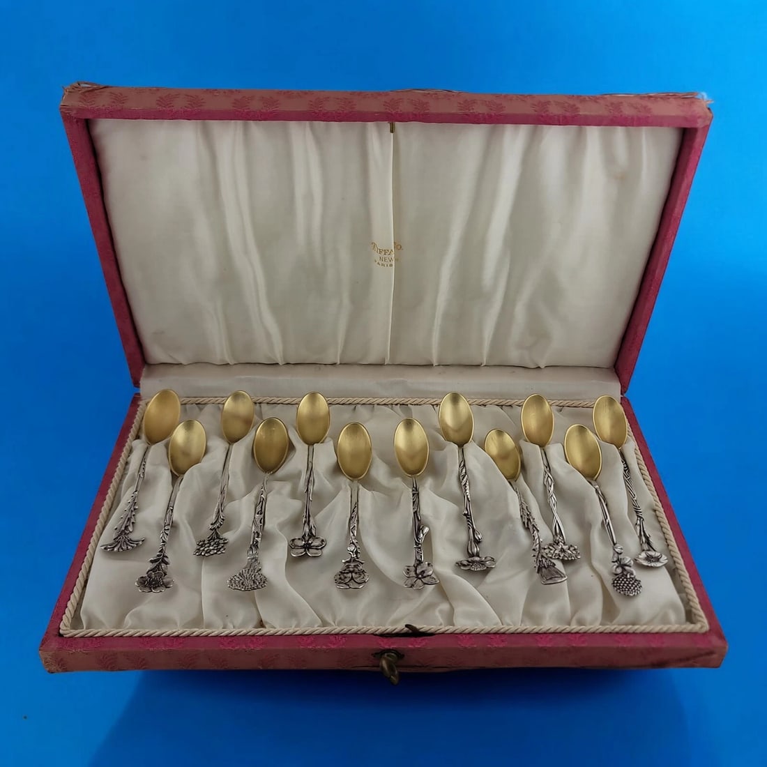 Tiffany & Co. Sterling Demitasse Spoon Set — 12 Pc Floral Multi-Motif Pattern w/ Fitted Case — (1 of 20)
