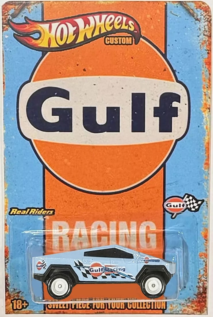 Light Blue Tesla Cybertruck Custom Hot Wheels Gulf Racing Series Car w/ RR * (1 of 1)