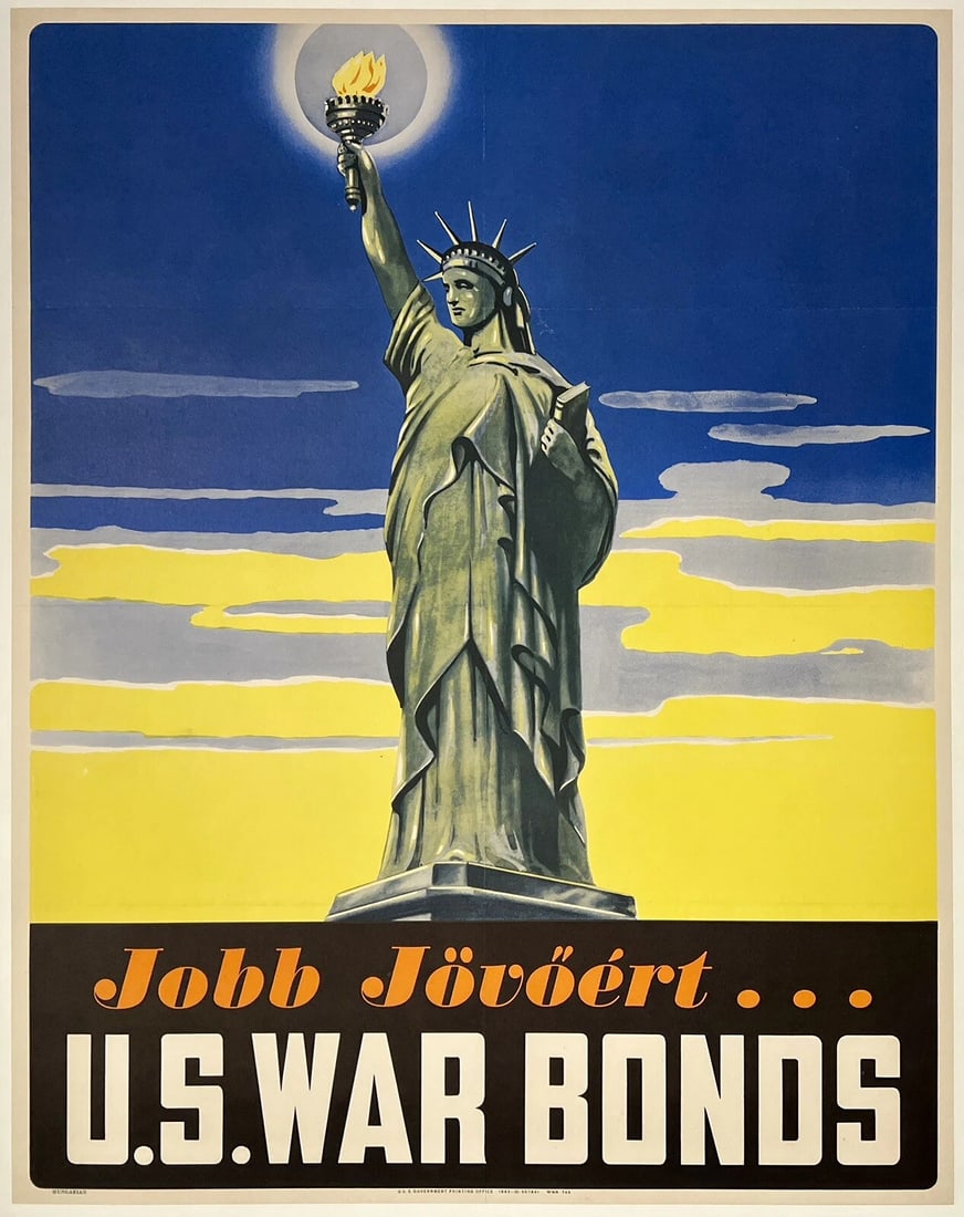 Original Vintage WWII Poster JOBB JOVOERT U.S. WAR BONDS Propaganda World War OL (1 of 5)