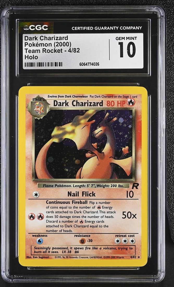 CGC 10 GEM MINT Dark Charizard 2000 Team Rocket 4/82 Holo Pokemon Card (1 of 2)