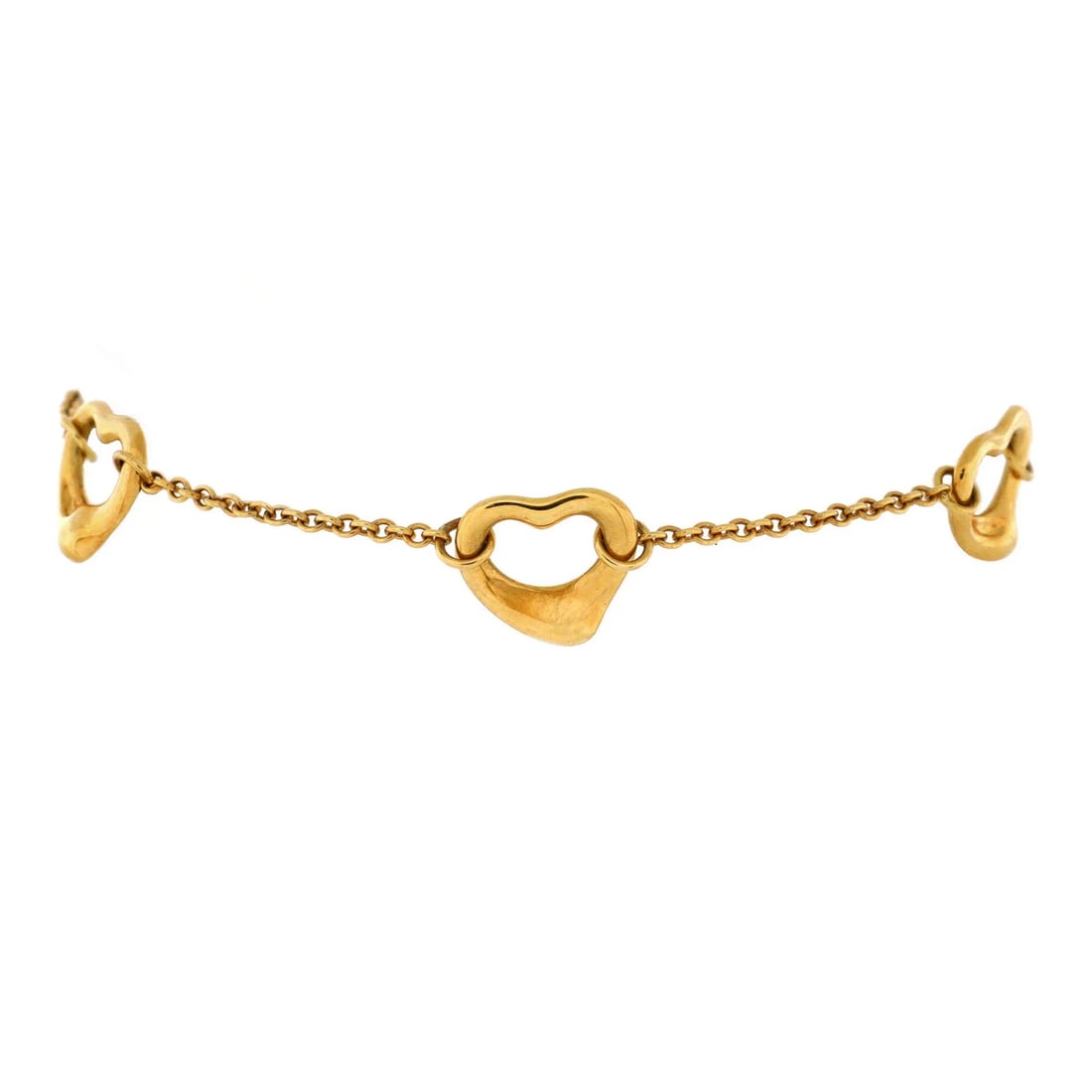Tiffany & Co. Elsa Peretti Open Heart 5 Charm Bracelet 18K Yellow Gold (1 of 3)