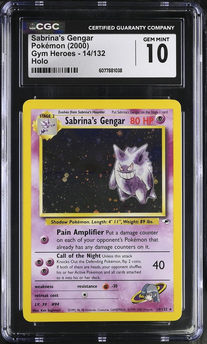 CGC 10 GEM MINT Sabrina's Gengar 2000 Gym Heroes 14/132 Holo Pokemon Card (1 of 2)
