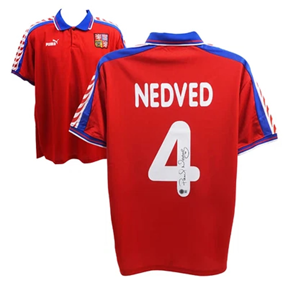 Pavel Nedved Signed Czech Republic Soccer Jersey #4 with Beckett Witness: Sport: Soccer,Player: Pavel Nedved,Signed: Yes,Autograph Authentication: Beckett Authentication Services (BAS),Product: Jersey,Team: Czech Republic