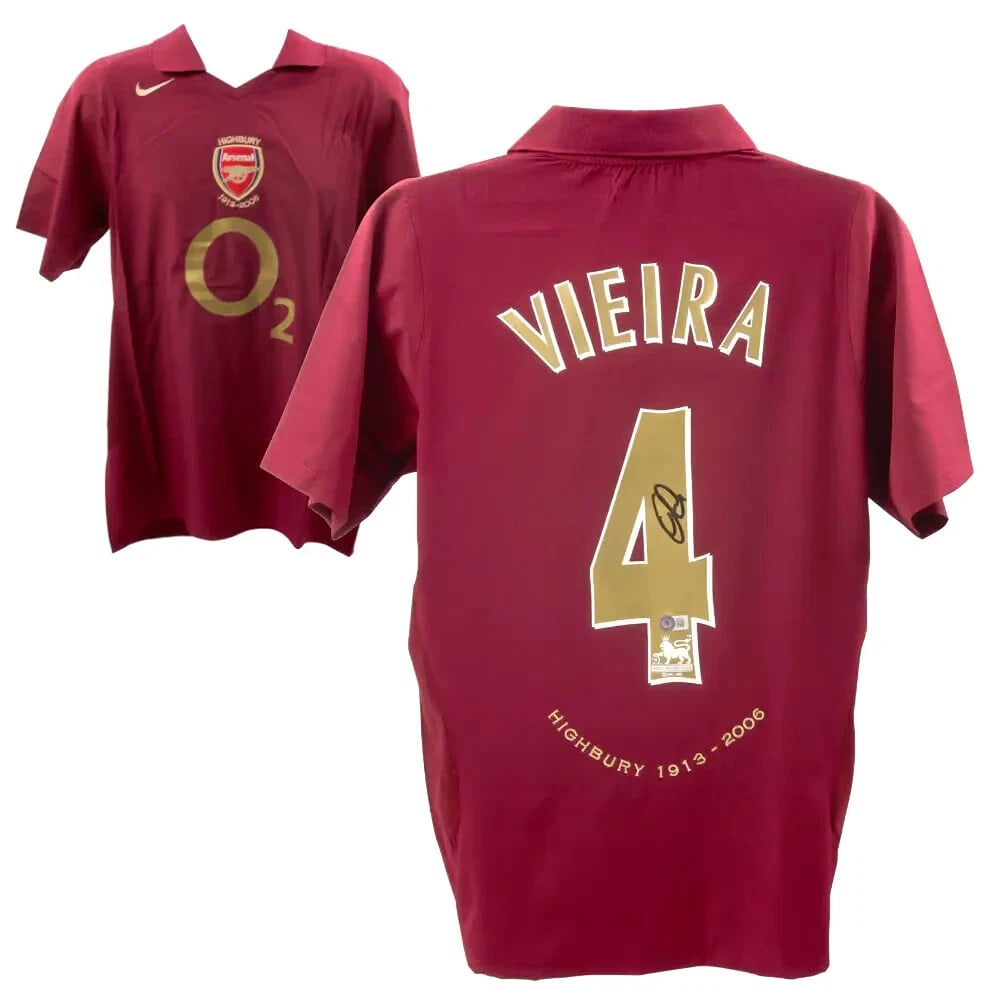 Patrick Vieira Signed Arsenal FC Away Soccer Jersey #4 with Beckett COA (1 of 4)