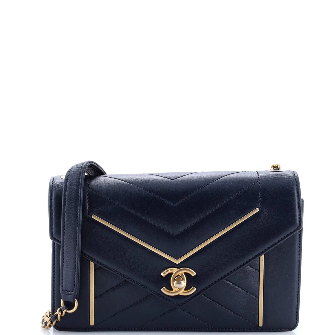 Chanel Reversed Flap Bag Chevron Lambskin Small (1 of 8)