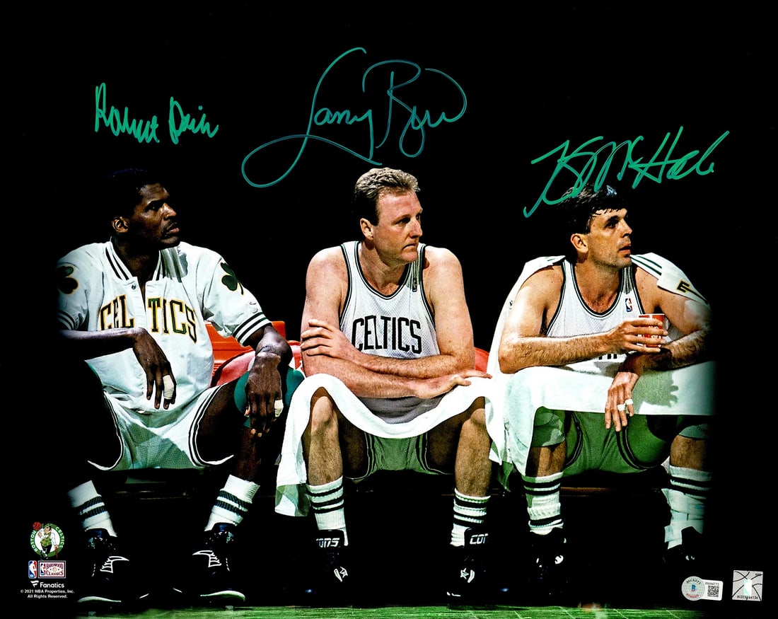 LARRY BIRD, MCHALE & PARRISH AUTOGRAPHED 16X20 PHOTO CELTICS BECKETT 232713 (1 of 6)