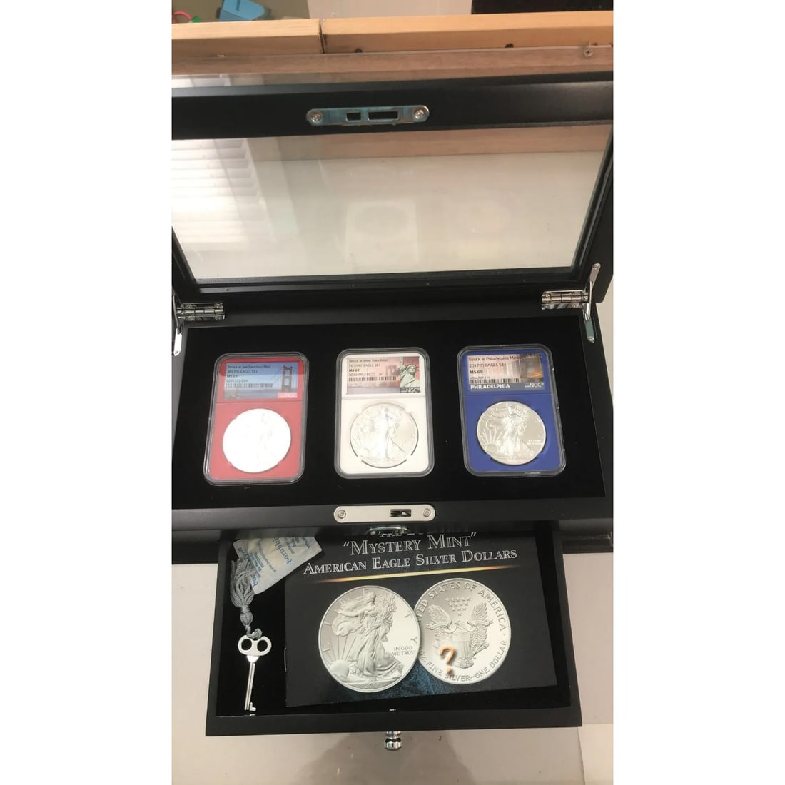 3 Pcs 2017 (S) (P) (W.P.) Silver Eagle Set (NGC) (MS69) On the 30th Anniversary, Comes with Box And (1 of 6)