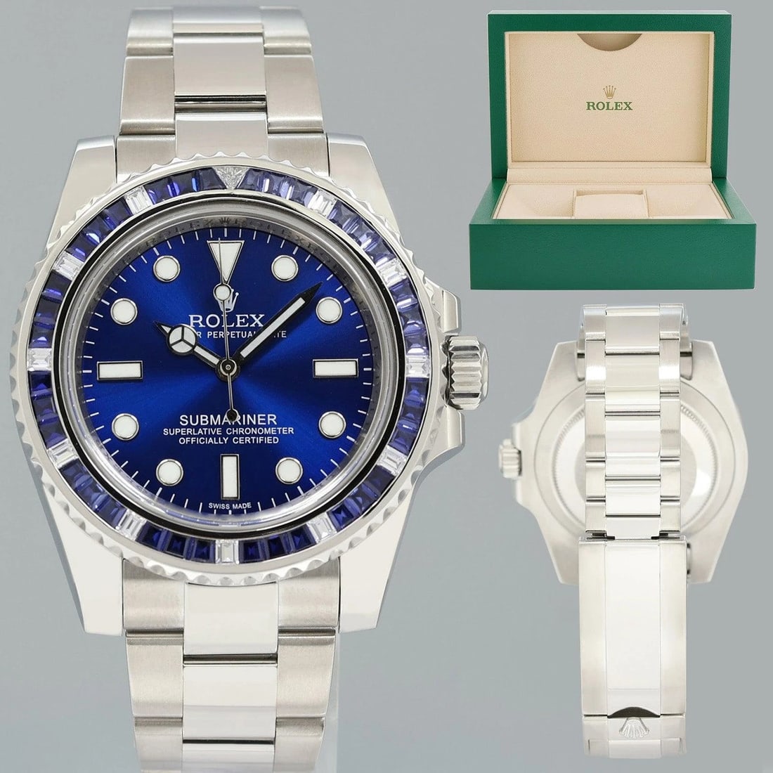 2018 PAPERS MINT Rolex Submariner 114060 Diamond Sapphire Steel Blue Ceramic (1 of 7)