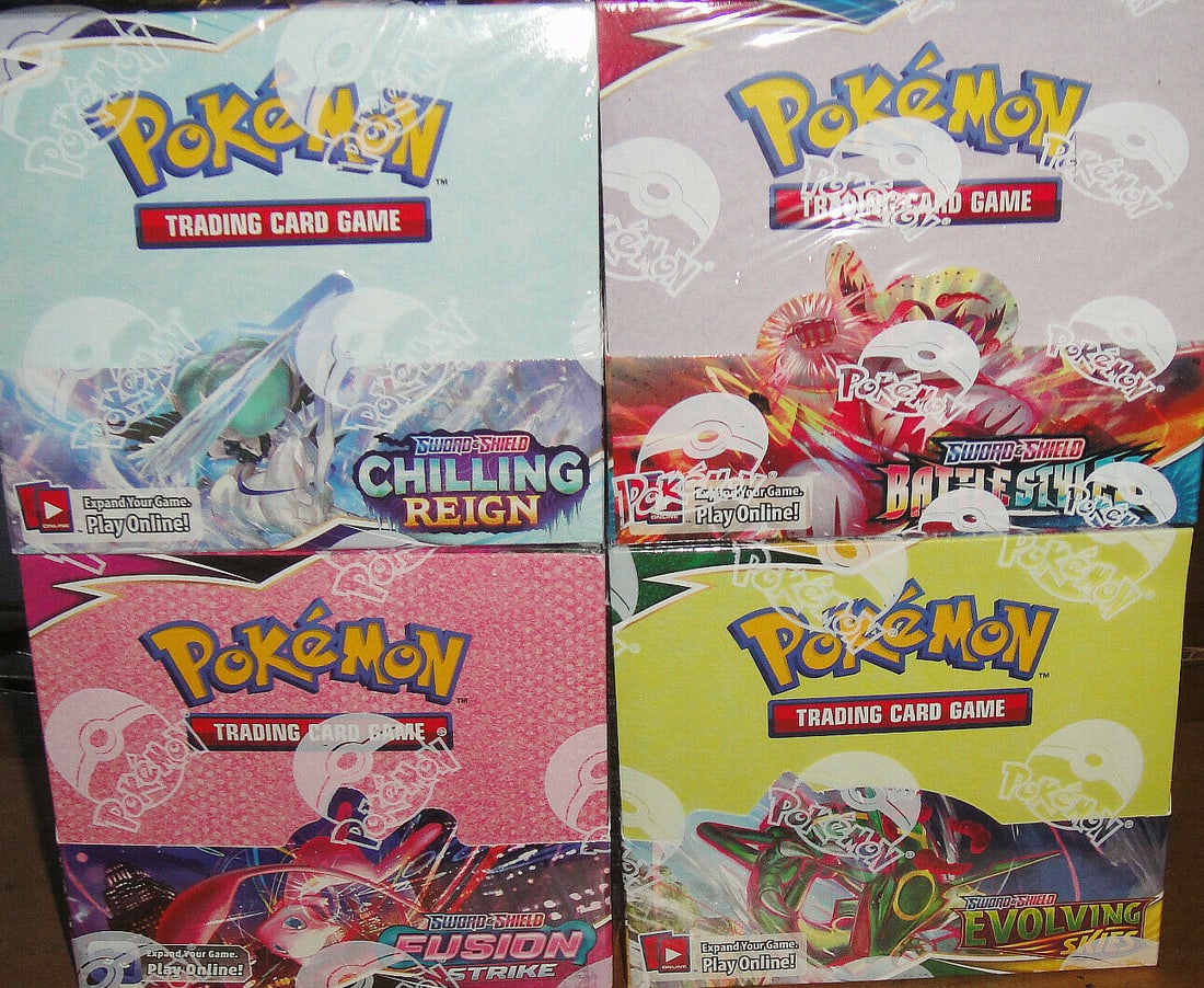 Pokemon 4 Booster Box Lot Evolving Skies Fusion Strike Sealed Set (1 of 1)