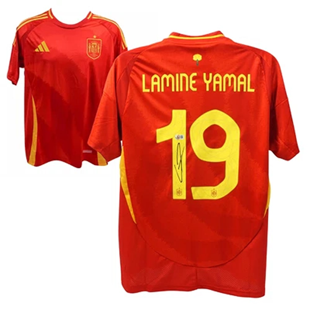 Lamine Yamal Signed Spain EURO 2024 Final Soccer Jersey #19 with Beckett COA (1 of 4)