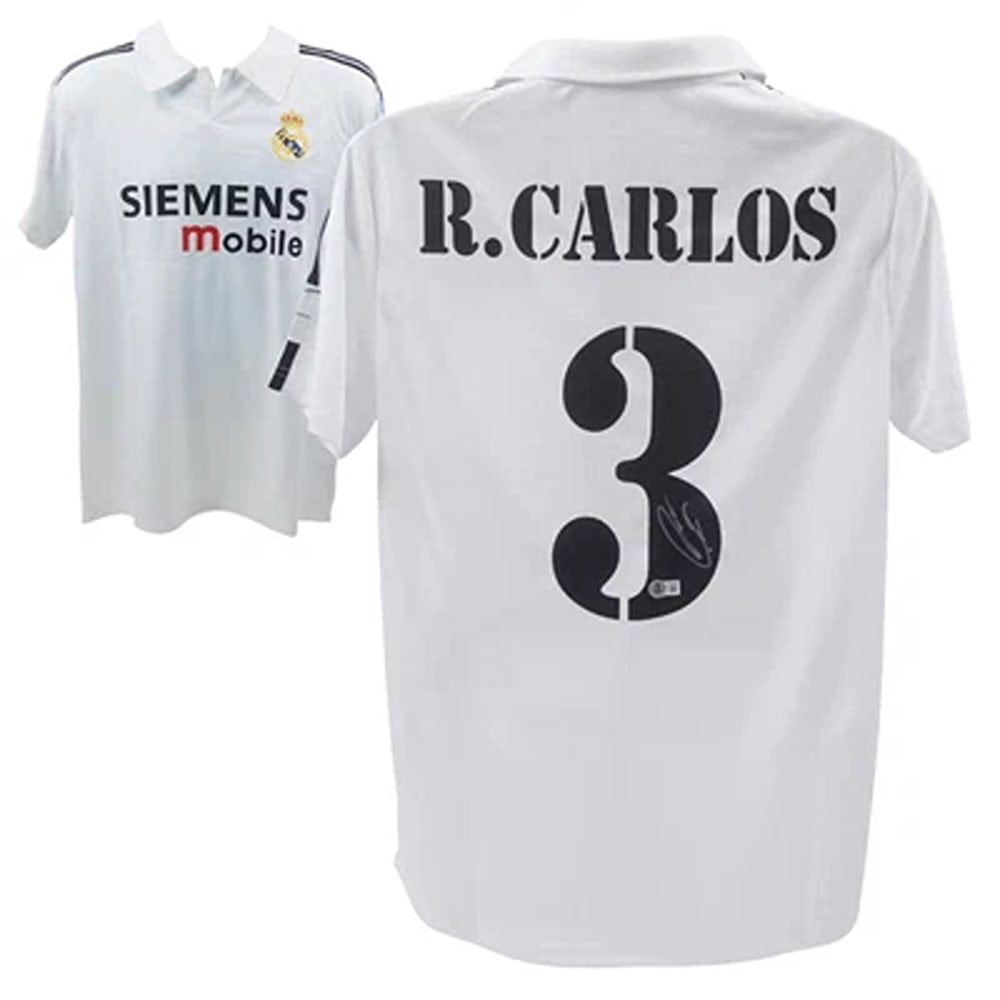 Roberto Carlos Signed Real Madrid FC Home Soccer Jersey #3 with Beckett Witness (1 of 4)