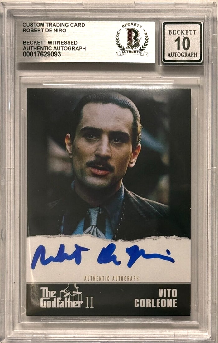 Robert De Niro Signed The Godfather Custom Trading Card Beckett Witness Auto 10: Industry: Television,Signed by: Robert De Niro,Signed: Yes,Autograph Authentication: Beckett,Object Type: Trading Card,Show: The Godfather