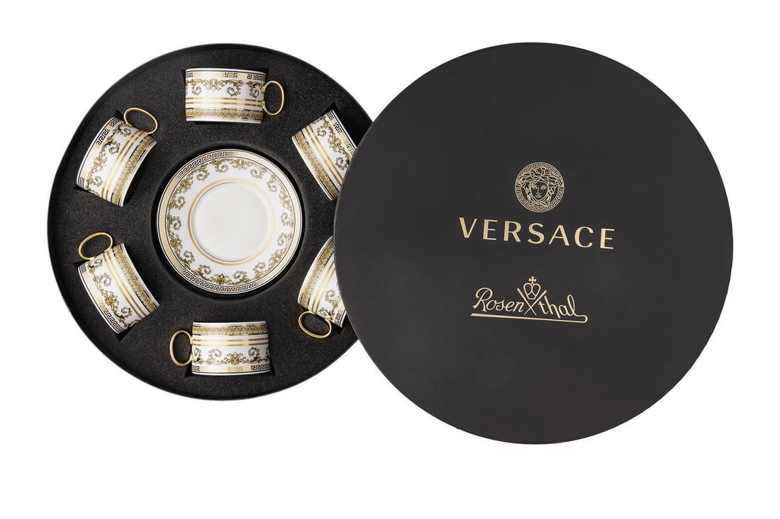 Versace Rosenthal Virtus Gala White Set 6 Pcs Tea Cup&Saucer: Condition: New: A brand-new, unused, unopened, undamaged item in its original packaging (where packaging is applicable). Packaging should be the same as what is found in a retail store, unless the ite