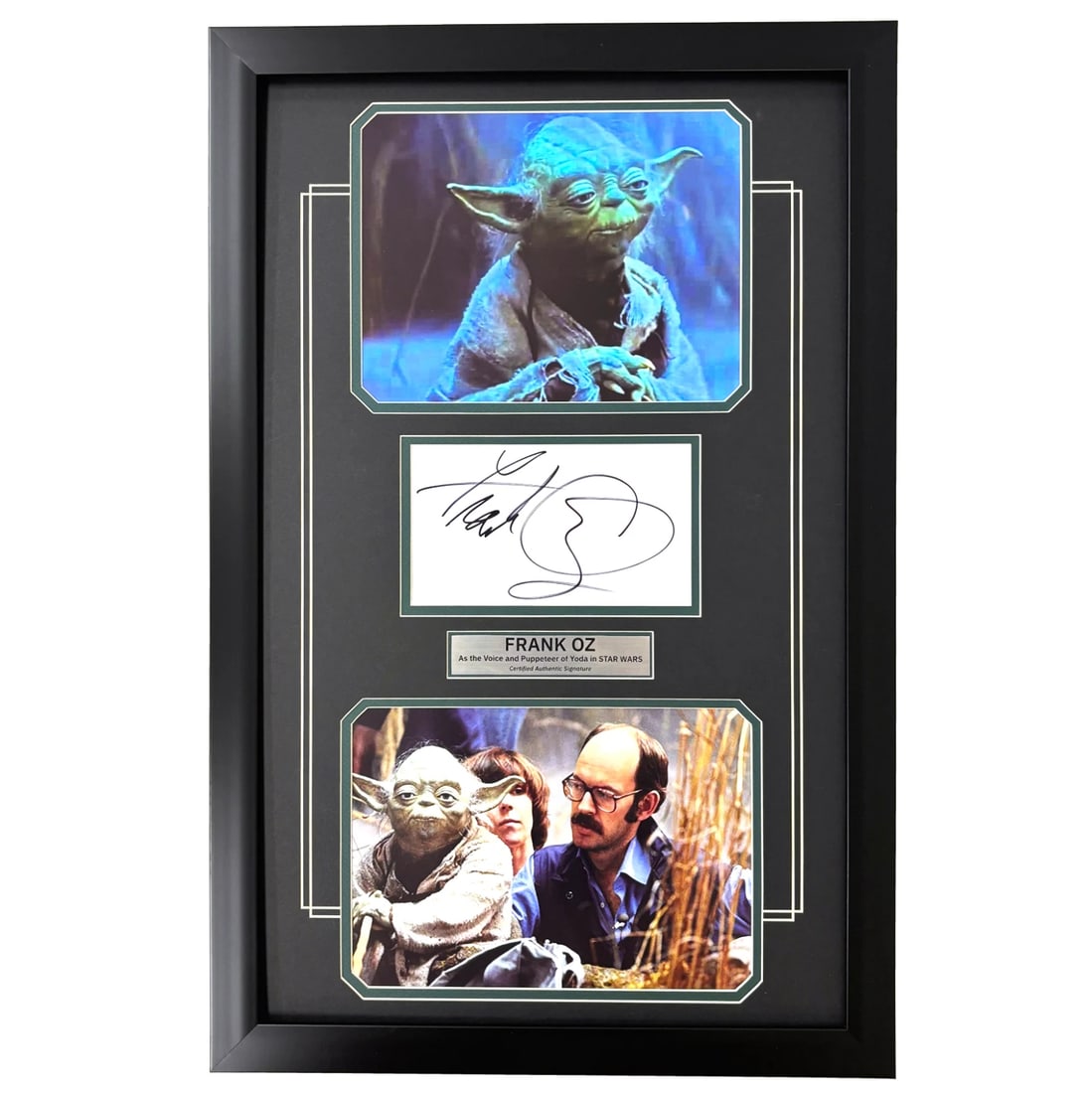 Frank Oz Autographed Cut Framed 8x10 Yoda Photo Collage JSA COA Signed: Industry: Movies,Personalize: Yes,Movie: Star Wars,Signed by: Frank Oz,Size: 8x10,Signed: Yes,Autograph Authentication: James Spence (JSA),Object Type: Photograph,Original/Reproduction: Original,Count