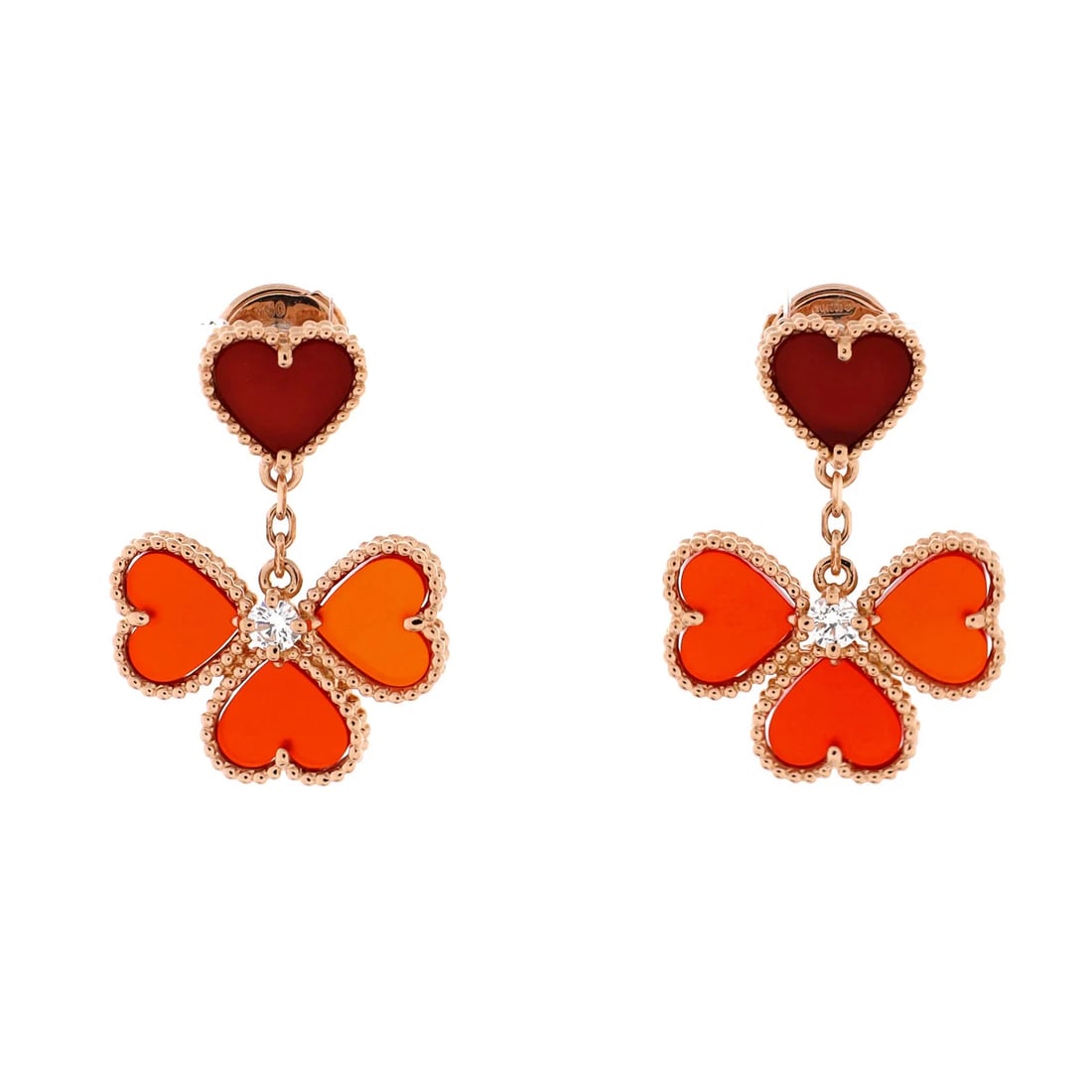 Van Cleef & Arpels Sweet Alhambra Effeuillage Heart Earrings 18K Rose Gold (1 of 3)