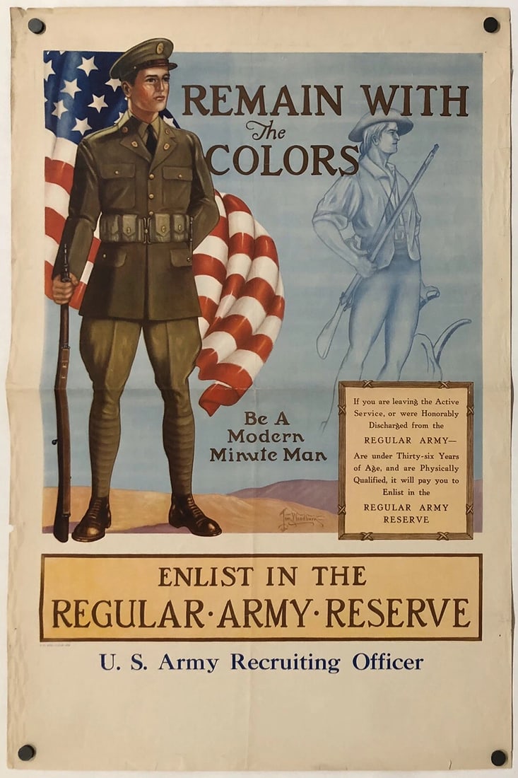 Original Vintage Poster REMAIN WITH THE COLORS Army Reserve World War WWII USA (1 of 6)