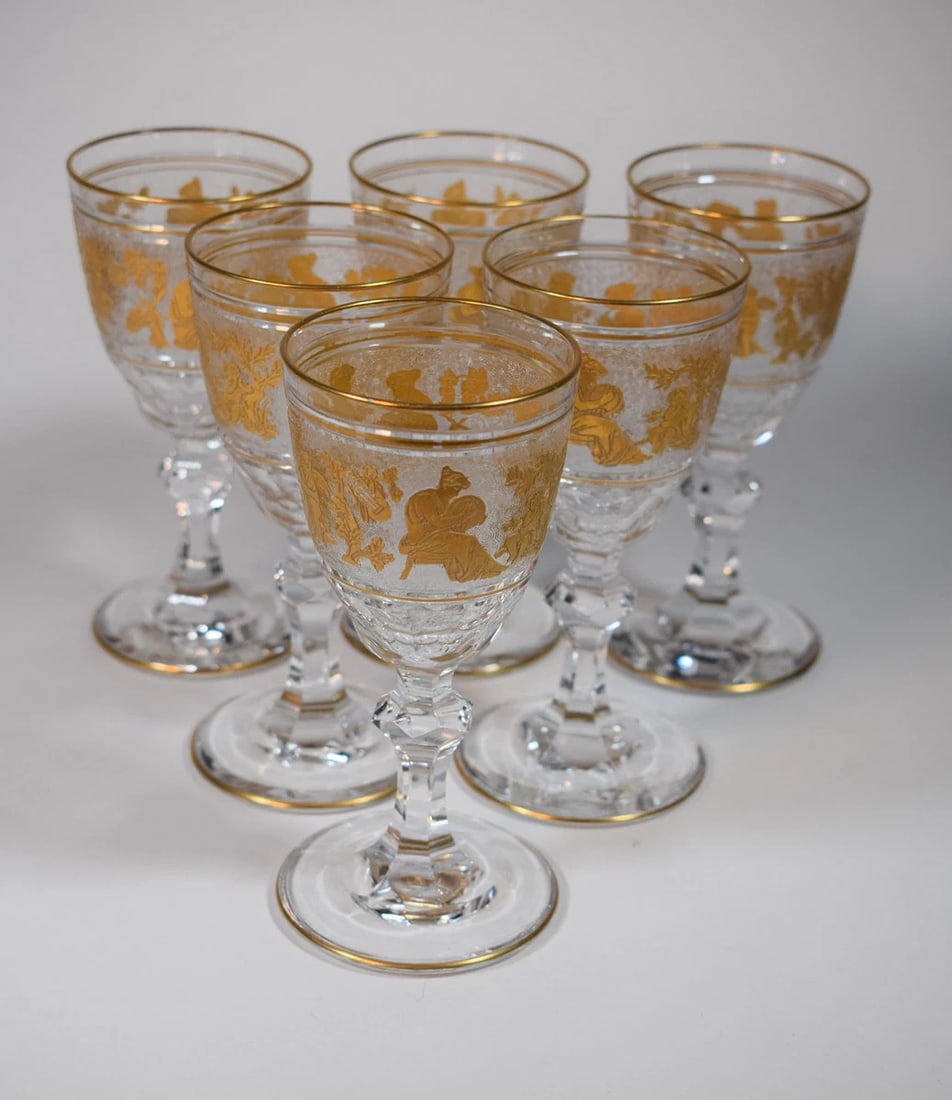 6 Val St. Lambert Danse De Flore Small Wine Glasses (1 of 5)