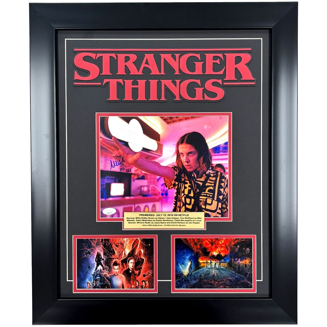 Millie Bobby Brown Autographed Stranger Things Eleven 8x10 Photo Framed JSA Sign: Industry: Television,Personalize: No,Signed by: Millie Bobby Brown,Signed: Yes,Autograph Authentication: James Spence (JSA),Object Type: Photo,Original/Reproduction: Original,Show: Stranger Things,Cou